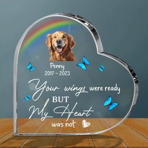 Custom Memorial Pet Crystal Heart - Upload Photo - Memorial Gift Idea for Dog/Cat Owners - Your Wings Were Ready But My Heart Was Not Outlet Get To Buy