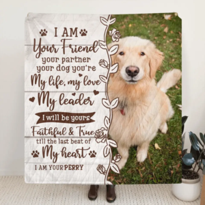 Custom Memorial Dog Quilt/Single Layer Fleece Blanket - Upload Photo- Memorial Gift Idea for Dog Owners - I Am Your Friend Your Partner Your Dog Online Online For Sale