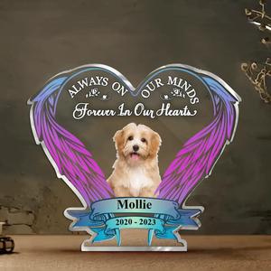 Always On Our Minds Forever In Our Hearts - Custom Personalized Memorial Pet Photo Wings Acrylic Plaque - Memorial Gift Idea For Pet Lover Clearance Store For Sale