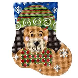 Tan Dog with Bow Tie Mini Stocking Cheap Sale 2025 Unisex