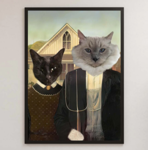 Personalized American Gothic, Woman And Dog Portrait, Custom Family Pet, Royal Girlfriend Pet Portrait, Human And Pet Portrait Funny Gift How Much Sale Online