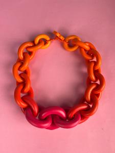 Collar Eslabón Degrade Rojo y Naranjo Cheap Best Sale