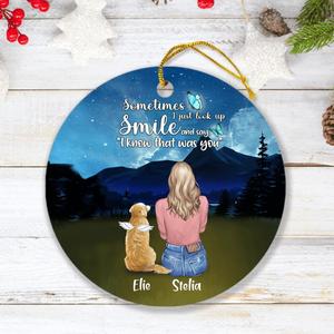 Custom Personalized Lost Pet Mom Ornament - Girl With Upto 4 Pets - Memorial Gift For Pet Lovers Free Shipping Get Authentic
