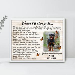 Custom Photo Memorial Pet Poster - Memorial Gift Idea - Where I'll Always Be For Nice Cheap Online