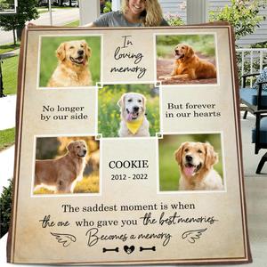 Custom Photo In Loving Memory Pet Fleece/ Quilt Blanket - Memorial Gift Idea For Dog/ Cat Lover - No Longer By Our Side But Forever In Our Hearts Purchase For Sale