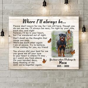 Custom Photo Memorial Pet Canvas - Memorial Gift Idea - Where I'll Always Be Discount Shop For