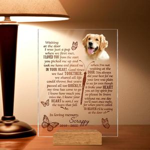 Custom Photo Memorial Dog Vertical Acrylic Plaque - Gift Idea For Dog Lover - I'll Be Waiting At The Door Cheap Sale The Cheapest