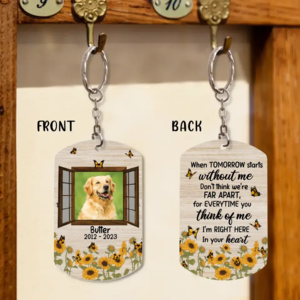 Custom Photo Dog Aluminum Keychain- Upload Photo - Memorial Gift Idea For Dog Lovers - I'm Right Here In Your Heart Sale Affordable