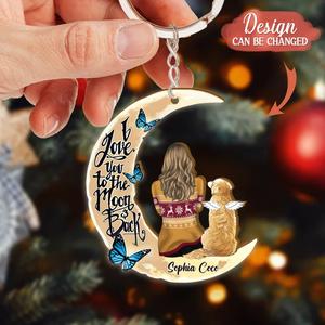 Custom Personalized Memorial Pet Moon Wooden Keychain - Memorial Gift Idea For Pet Lover - I Love You To The Moon & Back Cheapest Pice Online