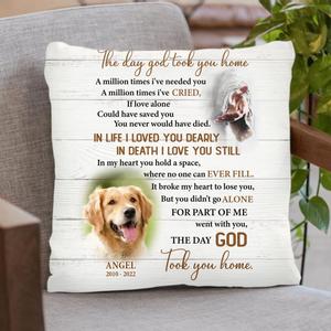 Custom Personalized Memorial Pet Photo Pillow Cover/ Fleece/Quilt Blanket - Memorial Gift Idea For Pet Lover - The Day God Took You Home Hot Sale Cheap Pice