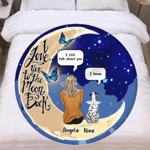 Custom Personalized Memorial Pet Moon Flannel Round Blanket - Upto 4 Pets - Best Gift For Dog/Cat Lover - I Love You To The Moon & Back Cheap For Nice