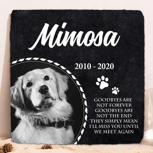 Custom Personalized Memorial Pet Photo Square Lithograph - Memorial Gift Idea For Pet Lovers - Goodbyes Are Not Forever Marketable For Sale