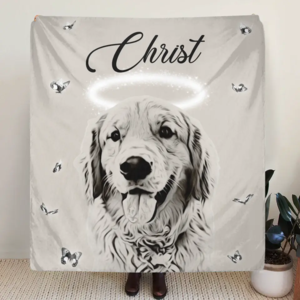 Custom Personalized Memorial Pet Pen Art Portrait Single Layer Fleece Blanket - Upload Photo - Memorial Gift Idea For Dog/Cat Lover Get Authentic For Sale