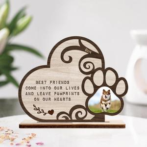 Custom Personalized Memorial Pet Photo Wooden Plaque - Memorial Gift Idea For Dog/Cat Owner - Best Friends Come into Our Lives and Leave Pawprints On Our Hearts Buy Cheap Deals