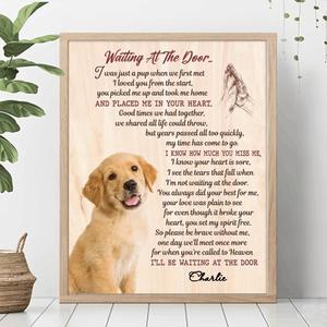 Custom Personalized Memorial Pet Photo Poster - Gift Idea For Dog/Cat Lovers - Waiting At The Door Visit New Cheap Pice
