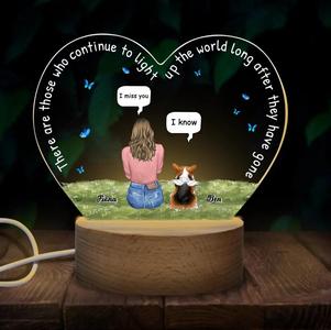 Custom Personalized Memorial Pet Heart Acrylic Photo Panel with Light Base - Man/ Woman With Upto 4 Pets - Memorial Gift for Dog/Cat/Rabbit Lover - There Are Those Who Continue to Light Up the World L Sale Recommend
