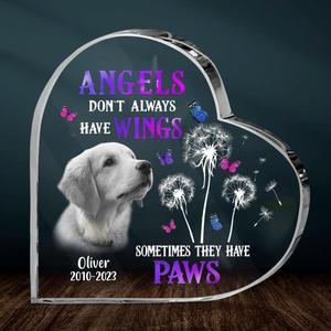 Custom Personalized Memorial Pet Photo Crystal Heart - Memorial Gift Idea For Dog/ Cat Owner - Angels Don't Always Have Wings Sometimes They Have Paws Cheap Sale Enjoy
