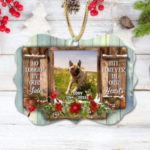Custom Personalized Memorial Pet Photo Rectangle Wooden Ornament - Christmas/Memorial Gift Idea for Pet Owners - No Longer By Our Side But Forever In Our Hearts Cheapest Cheap Online