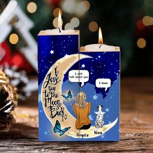 Custom Personalized Memorial Pet Moon Candle Holder - Upto 4 Pets - Best Gift For Dog/Cat Lover - I Love You To The Moon & Back Outlet Footlocker Finishline