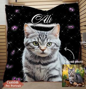 Custom Personalized Memorial Pet Photo Single Layer Fleece Blanket - Custom Pet Portrait - Memorial Gift Idea For Dog/Cat Lover Reliable