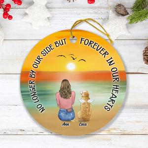Custom Personalized Memorial Pet Loss Circle Ornament - Upto 4 Pets - Memorial Gift Idea For Dog/Cat Lovers - No Longer By Our Side But Forever In Our Hearts Buy Cheap Brand New Unisex