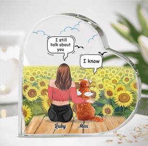 Custom Personalized Memorial Pet Mom Crystal Heart - Upto 4 Pets - Gift Idea For Dog/ Cat Lover - I Still Talk About You Cheap Sale Big Discount