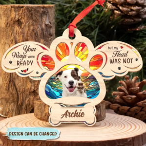 Custom Personalized Memorial Pet Photo Wooden Ornament - Memorial Gift Idea for Christmas - Your Wings Were Ready But My Heart Was Not Cheap Purchase
