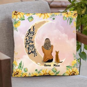 Custom Personalized Cat Sun Flower Pillow Cover & Quilt/ Fleece Blanket - Upto 6 Cats - Gift Idea For Cat Lover - I Love You To The Moon And Back Cheap Sale Huge Surprise