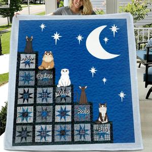 Custom Personalized Cat Stairway To Heaven Quilt/Fleece Blanket - Upto 5 Cats - Gift Idea for Cat Lovers Discount Fashionable