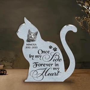 Custom Personalized Cat Photo Acrylic Plaque - Memorial Gift Idea for Cat Owners - Once By My Side Forever In My Heart 2025 New Sale Online