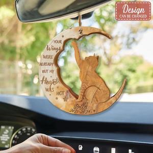 Custom Personalized Cat Moon Wooden Ornament - Memorial Gift Idea for Cat Lover - Angels Don't Always Have Wings Sometimes They Have Whiskers Wiki For Sale