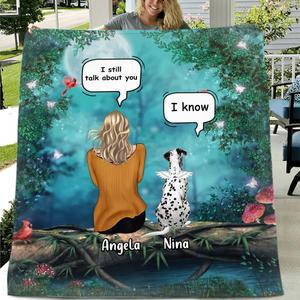 Custom Personalized Memorial Dog/Cat Quilt/Single Layer Fleece Blanket - Adult/ Couple With Upto 4 Pets - Memorial Gift Idea For Dog/ Cat Lovers - I Still Talk About You Sale Manchester Great Sale