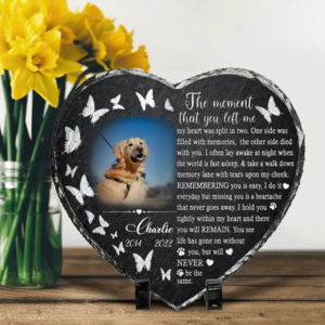 Custom Personalized Memorial Dog Photo Slate Heart Plaque - Memorial Gift For Dog Lovers - The moment that you left me Discount 2025 Unisex