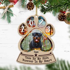Custom Personalized Memorial Dog Paw Wooden Ornament - Upload Photo - Memorial Gift Idea For Dog Owner - Once By My Side, Forever In My Heart Buy Cheap Limited Edition