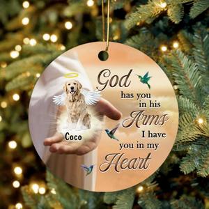 Custom Personalized Memorial Dog Ornament - Memorial Gift Idea For Dog Lovers/Christmas - God Has You In His Arms I Have You In My Heart Discount Pay With Paypal
