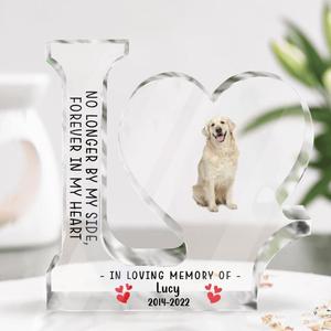 Custom Personalized Memorial Dog Photo Love-Shaped Acrylic Plaque - Gift Idea For Dog Lover - No Longer By My Side, Forever In My Heart The Cheapest Cheap Pice