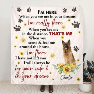 Custom Personalized Memorial Dog Photo Quilt/Fleece Blanket - Gift Idea For Dog Lover - I'm Here Really Cheap Shoes Online