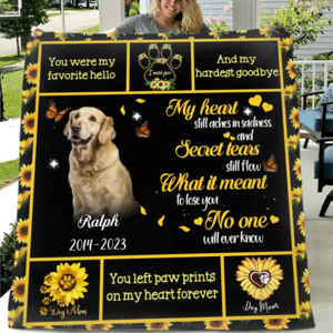 You Left Paw Prints On My Heart Forever - Personalized Memorial Single Layer Fleece/ Quilt Blanket - Memorial Gift Idea For Dog/Cat Owner - Upload Photo Discount Pay With Visa