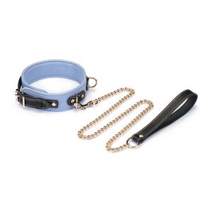 Italian Leather Collar - Light Blue Cheap Original