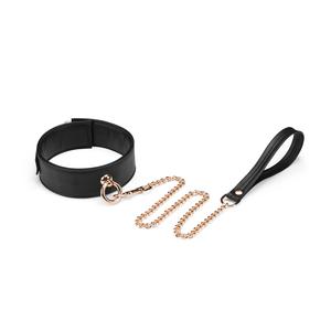 Dark Candy: Black Vegan Leather Collar with Chain Leash Online Online Cheap Online