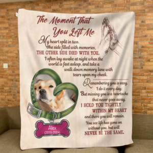 Custom Personalized Memorial Pet Collar Fleece Throw/Quilt Blanket - Upload Photo - Memorial Gift Idea For Dog/Cat/Pet Lover - The Moment That You Left Me Latest Sale Online