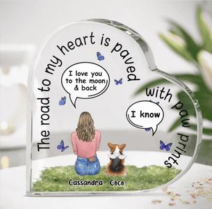 Custom Personalized Memorial Pet Crystal Heart - Upto 4 Pets - Memorial Gift Idea For Dog/Cat/Rabbit Lover - The Road To My Heart Is Paved With Paw Prints Low Pice