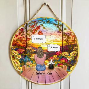 Custom Personalized Memorial Pet Circle Wooden Sign - Up to 3 Cats/Dogs - Gift Idea For Pet Lovers - I Miss You Sale 2025 Unisex
