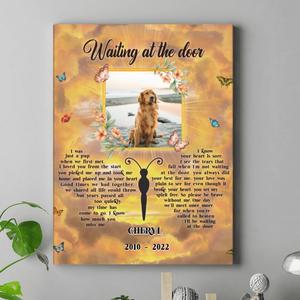 Custom Personalized Memorial Photo Canvas - Memorial Gift For Dog Loss - Waiting At The Door Deals Online