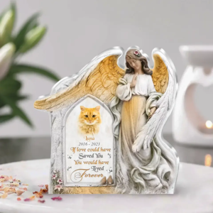 If Love Could Have Saved You You Would Have Lived Forever - Custom Personalized Angel Wings Acrylic Plaque - Upload Cat Photo - Memorial Gift Idea For Christmas/ Family Member/ Pet Lover Cheap Manchester