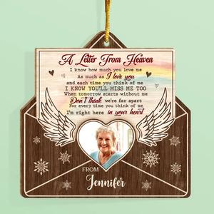 Custom Personalized Memorial Photo Letter Wooden Ornament - Memorial Gift For Family/Pet Lovers - A Letter From Heaven With Paypal Free Shipping