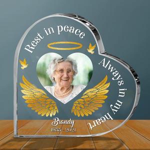 Custom Personalized Memorial Photo Crystal Heart - Christmas Memorial Gift Idea For Family Member/ Dog/Cat/ Horse Lover - Rest In Peace Always In My Heart Shop Offer