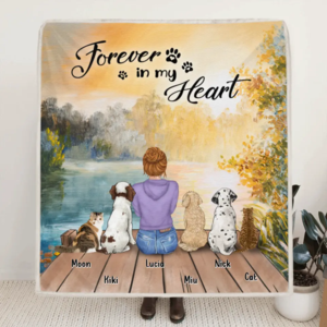 Custom Personalized Mother's Day Gift For Dog Mom, Cat Lovers - Mom With Upto 5 Pets Fleece Blanket - Forever In My Heart - CMNG3Y 2025 New
