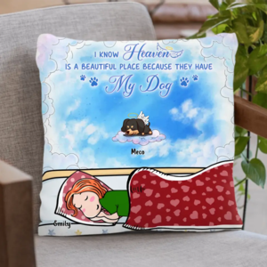 Custom Personalized Pet Single Layer Fleece/Quilt Blanket/Pillow Cover - Adult/Couple With Upto 6 Pets - Memorial Gift Idea for Dog/Cat Owners - I Know Heaven Is A Beautiful Place Because They Have My Low Cost Cheap Online