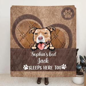 Custom Personalized Pet Quilt/Fleece Blanket & Pillow Cover  - Upto 4 Pets - Best Gift For Dog/Cat Lovers Original Cheap Pice